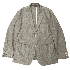 Muji Blazer Chore Jacket Mens L Linen Cotton Blend Unconstructured Beige NEW